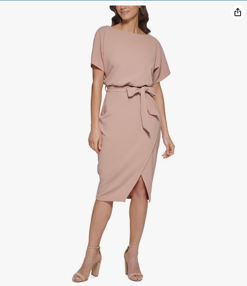 Kensie Women's Textured Knit Boat Neck Blouson Dress sz2